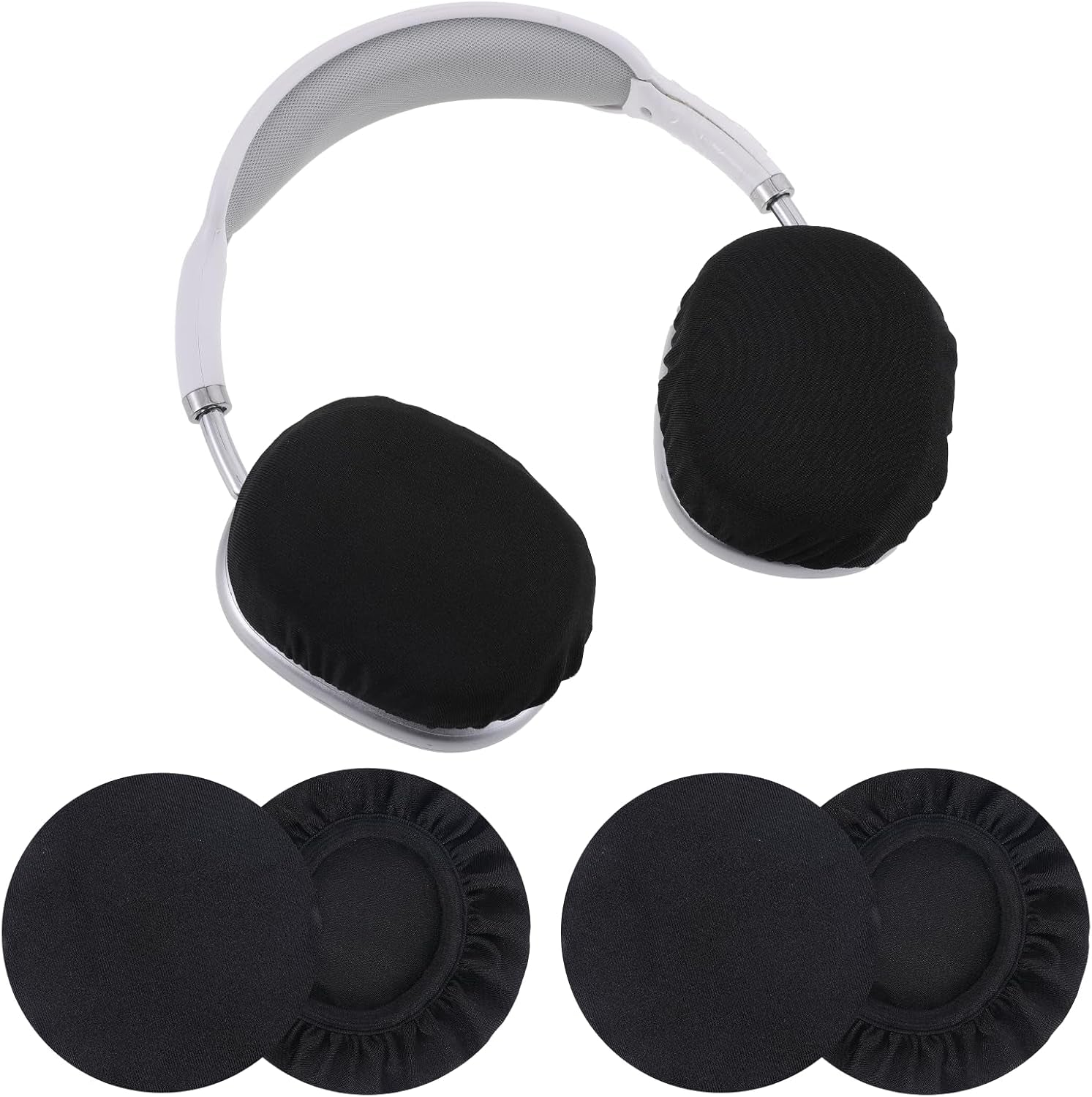 2 Pairs Headphone Covers, Washable Headphone Ear Covers Stretchable Headphone Covers for Ears Black Headset Ear Covers Earphone Covers Headphone Ear Covers Replacement