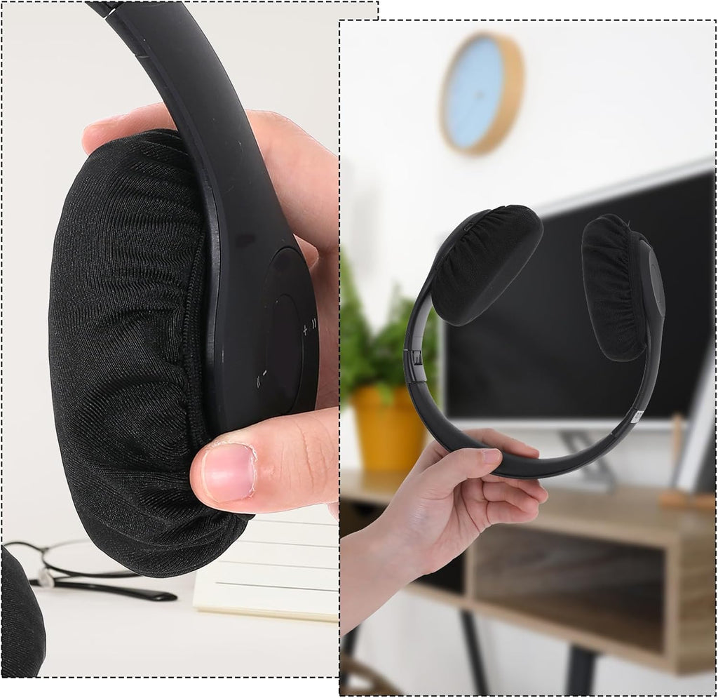 2 Pairs Headphone Covers, Washable Headphone Ear Covers Stretchable Headphone Covers for Ears Black Headset Ear Covers Earphone Covers Headphone Ear Covers Replacement