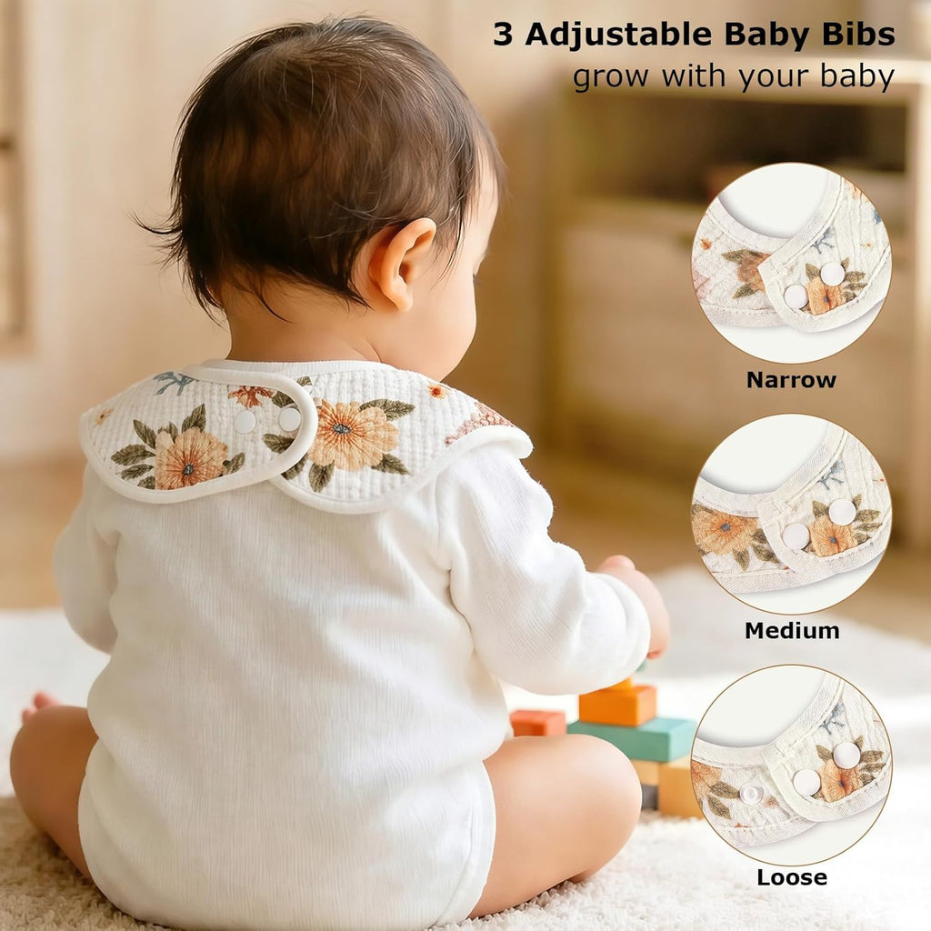 Muslin Bibs for Baby Girl Boy 6 Pack, 100% Cotton Extra Soft Absorbent Bandana Baby Bibs for Drooling and Teething Toddler Newborn Baby Girl Essentials Gifts