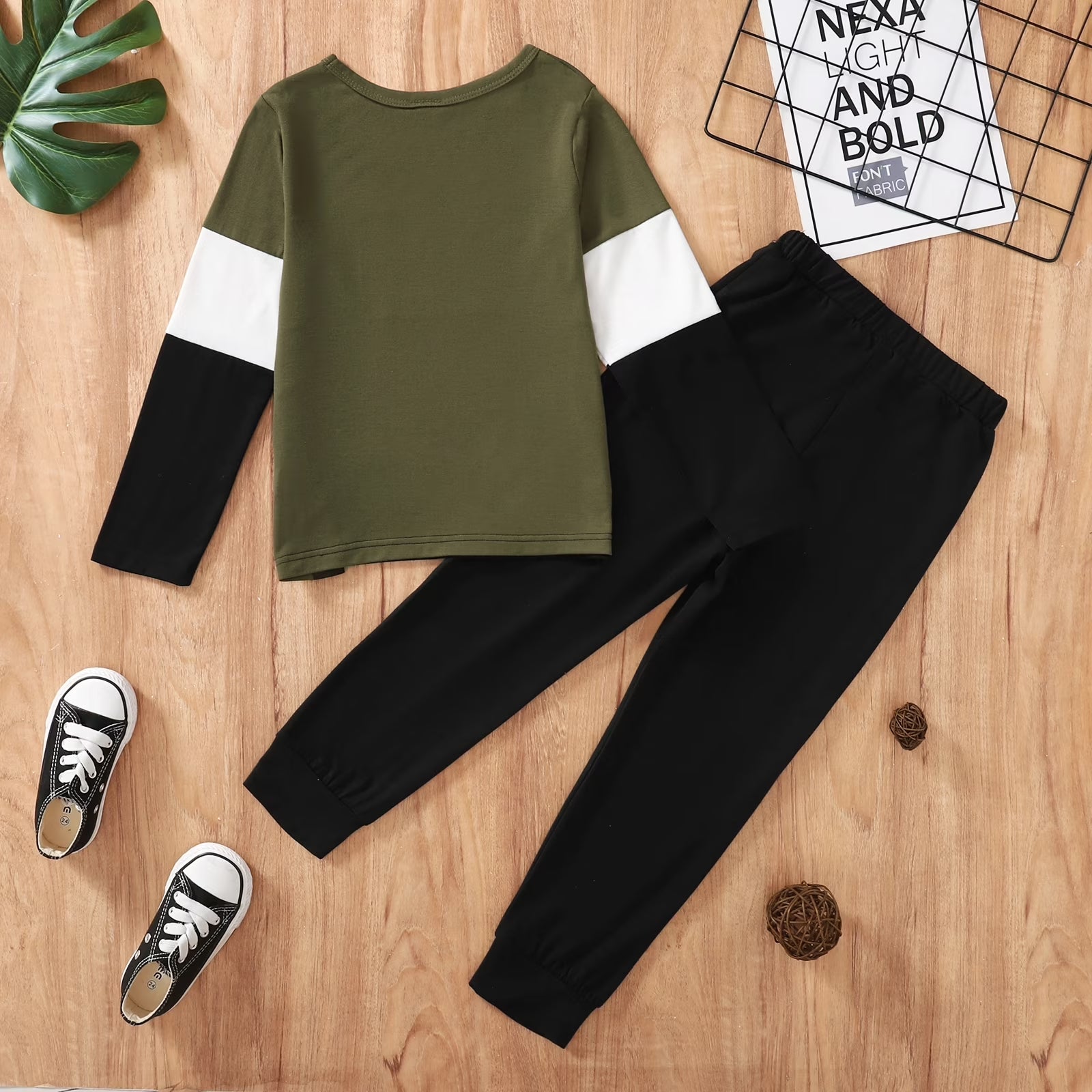 4T Baby Boy Clothes Baby Boys 2PCS Outfits 4-5T Baby Boys Long Sleeve round Neckline Tops Pants Set Green
