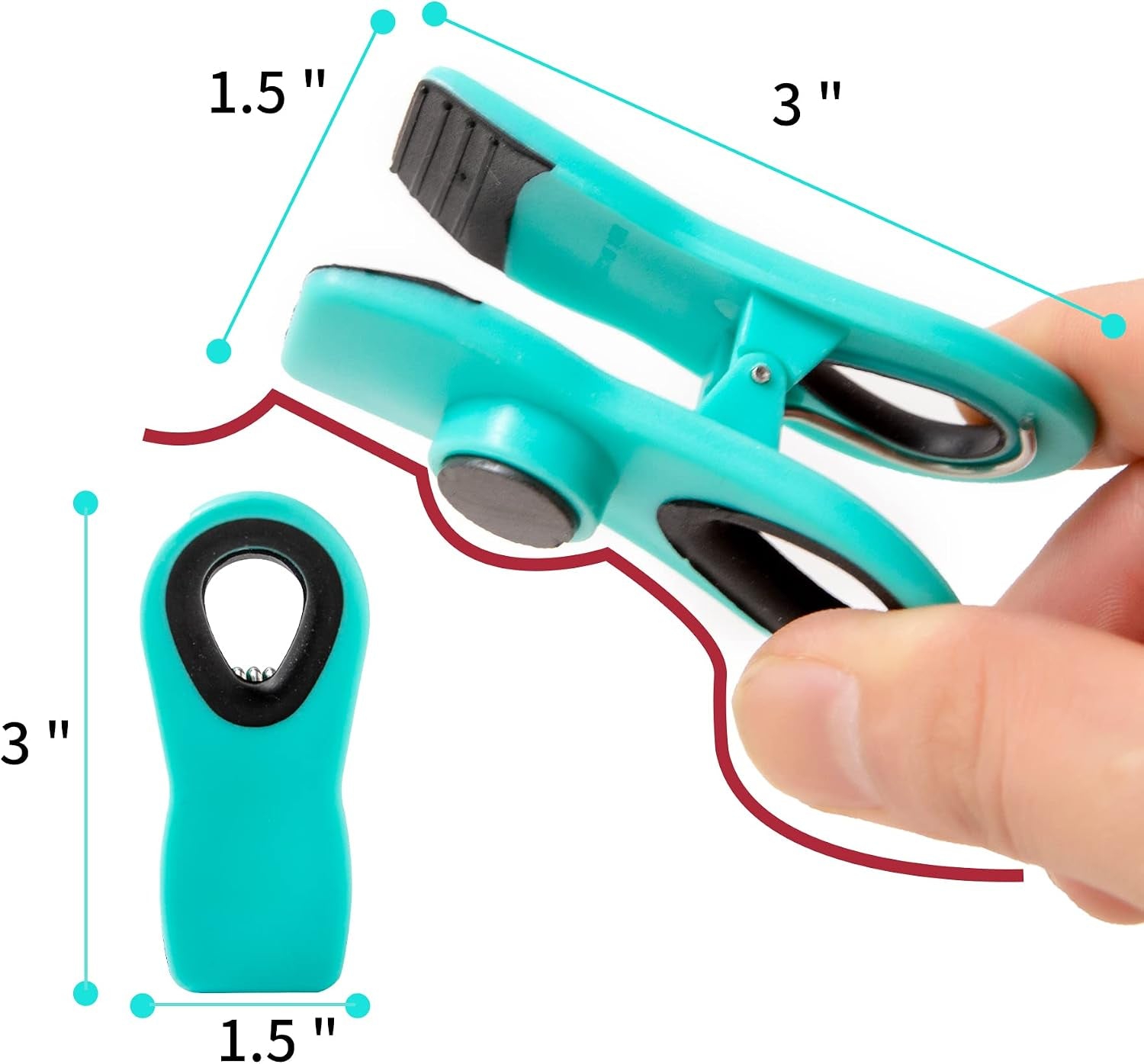 Chip Clips, Bag Clips, Magnetic Bread Food Package with Silicone Textured Mouth (10Pcs Black)