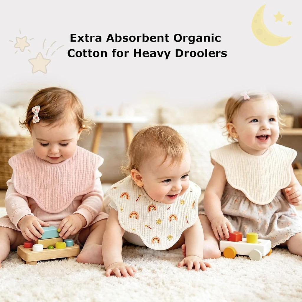 Muslin Bibs for Baby Girl Boy 6 Pack, 100% Cotton Extra Soft Absorbent Bandana Baby Bibs for Drooling and Teething Toddler Newborn Baby Girl Essentials Gifts