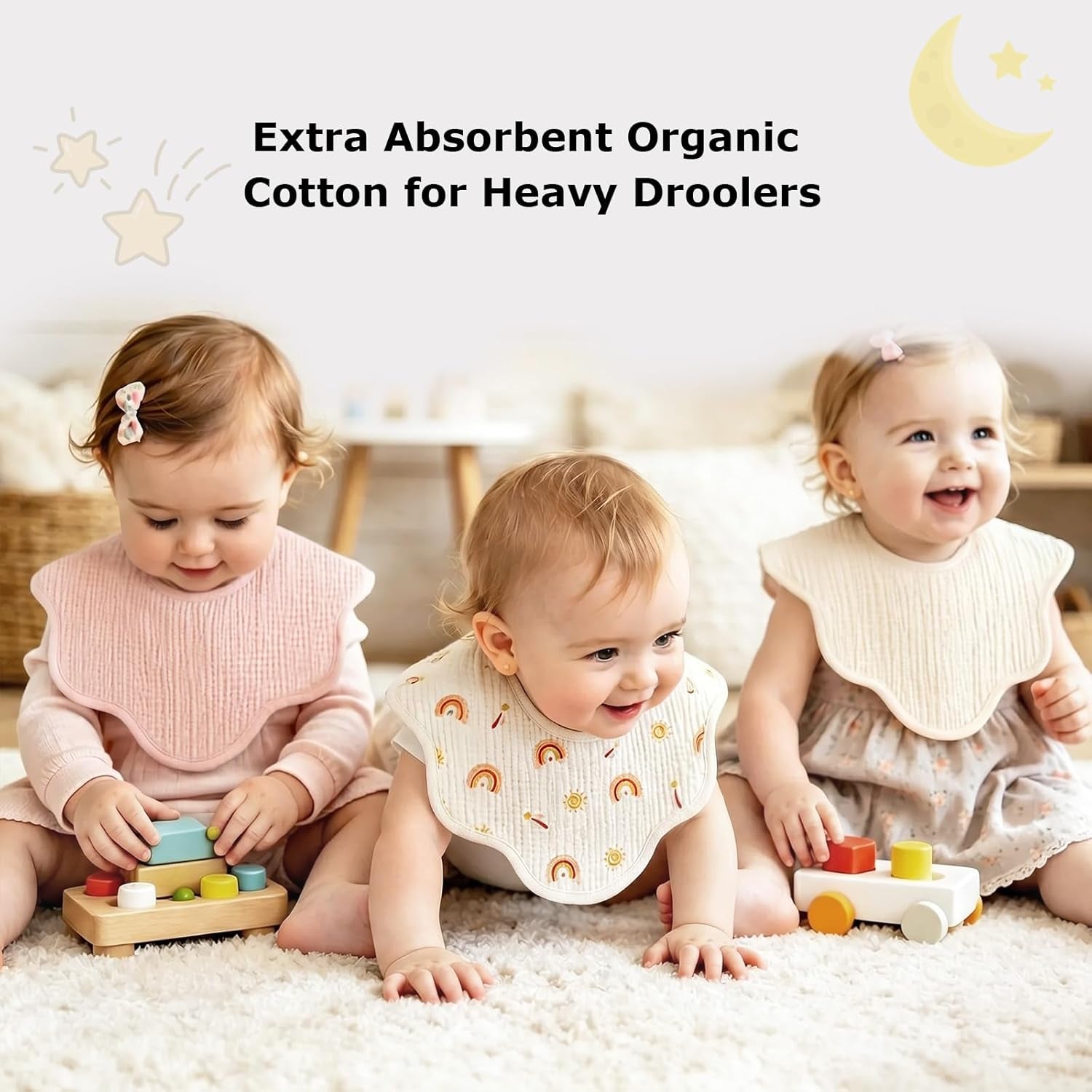 Muslin Bibs for Baby Girl Boy 6 Pack, 100% Cotton Extra Soft Absorbent Bandana Baby Bibs for Drooling and Teething Toddler Newborn Baby Girl Essentials Gifts