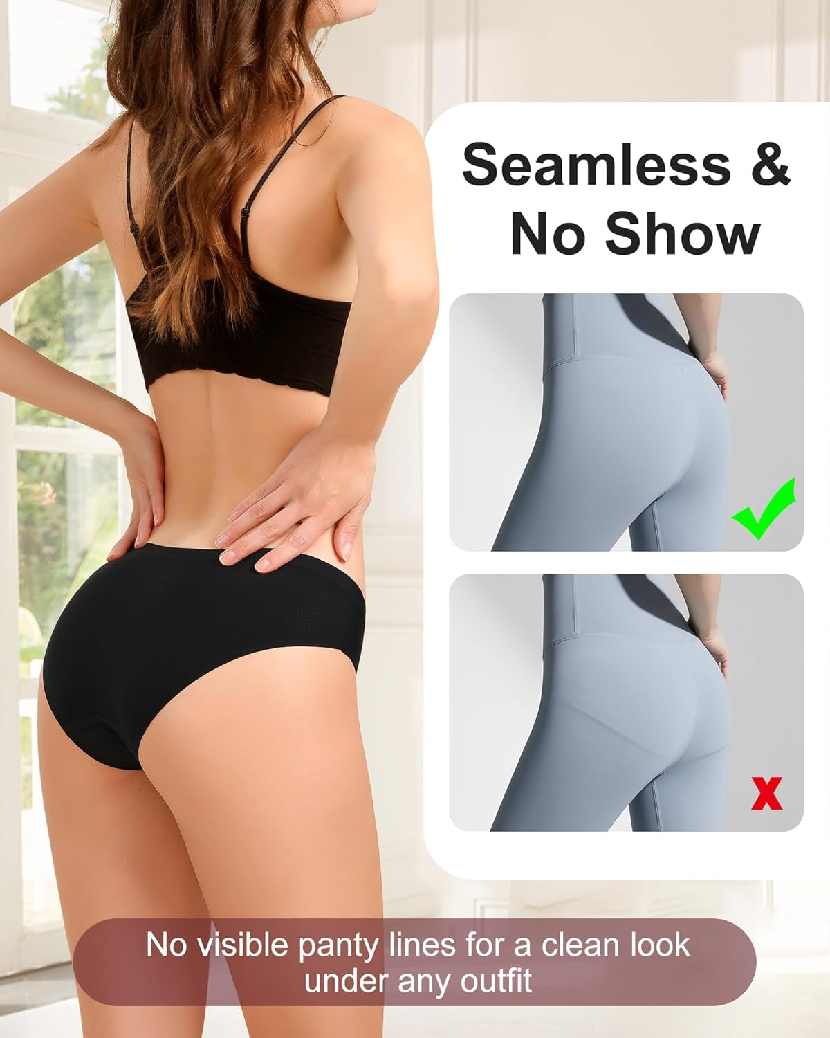 Seamless Underwear for Women No Show Panties Hipster Bikini Underwear