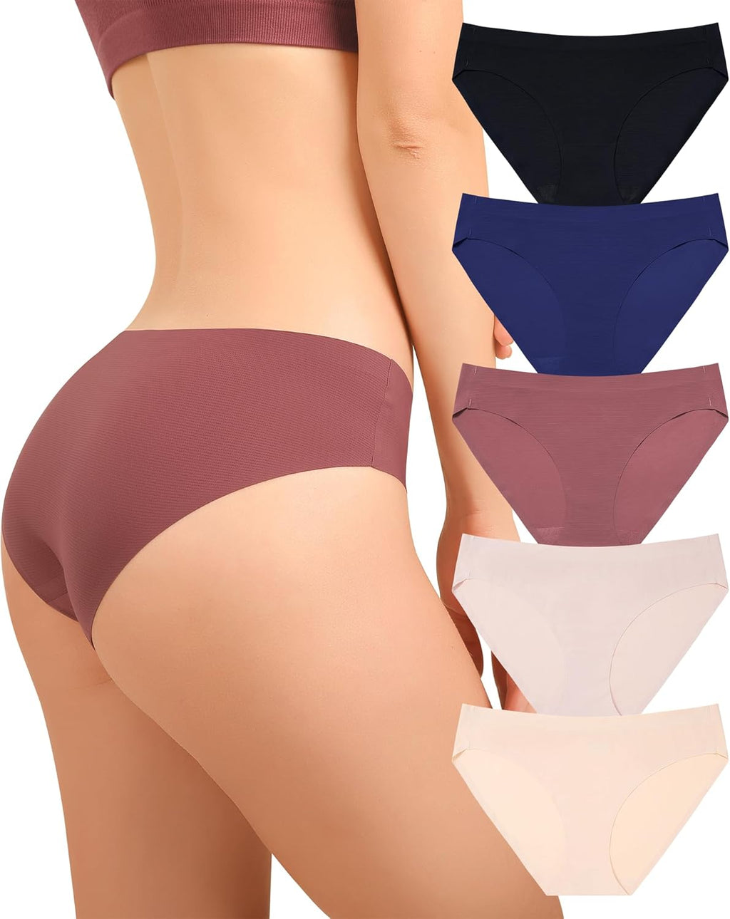 Seamless Underwear for Women No Show Panties Hipster Bikini Underwear