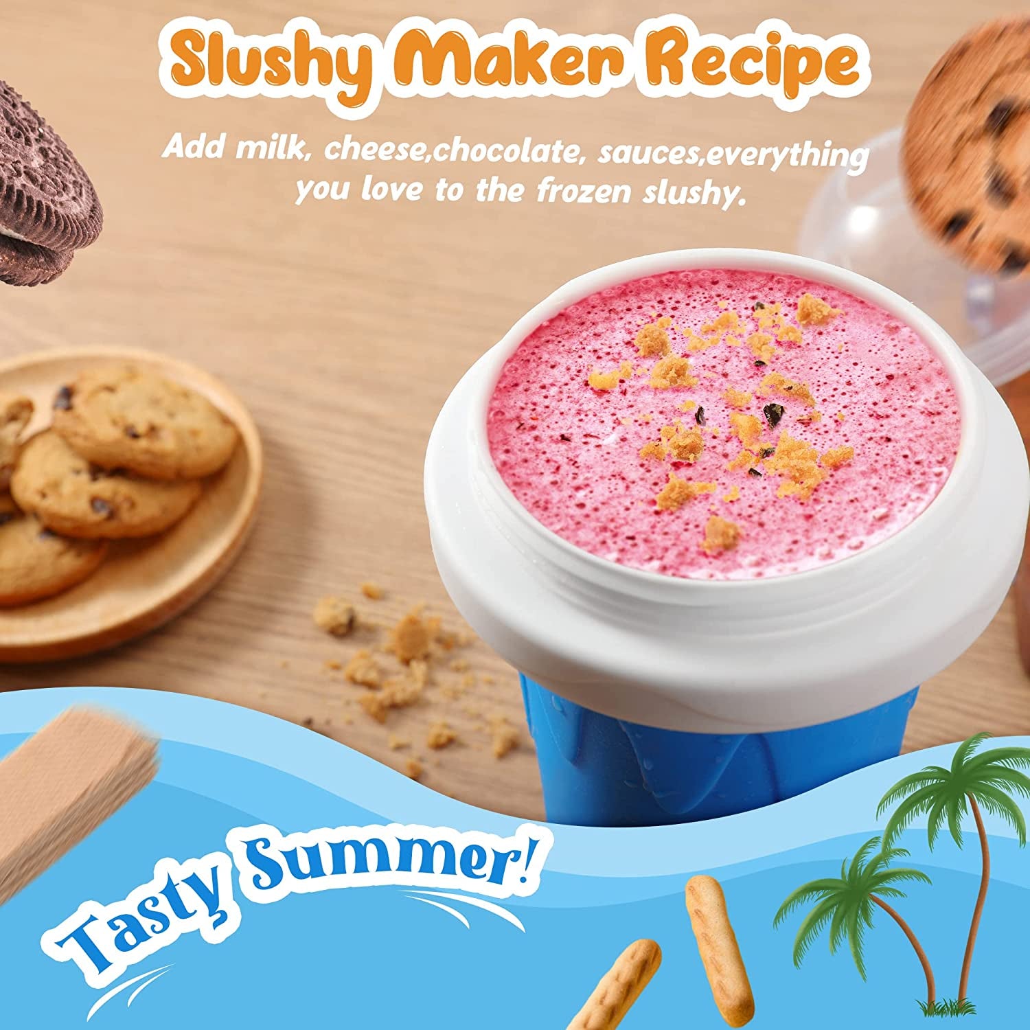 Slushie Maker Cup, TIK TOK Magic Quick Frozen Smoothies Cups, Cooling Cup, Slush