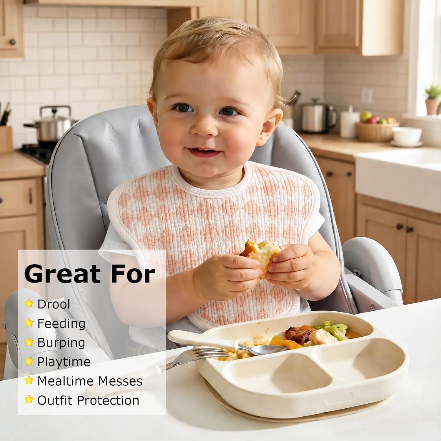 Muslin Bibs for Baby Girl Boy 6 Pack, 100% Cotton Extra Soft Absorbent Bandana Baby Bibs for Drooling and Teething Toddler Newborn Baby Girl Essentials Gifts