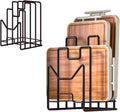 Multifunctional Cutting Board Organizer, Cutting Board Holder Rack Baking Cookie Pan Sheets Cooling Racks Storage Stand for Kitchen Cabinet -Divided Holder with 4 Slots (1PS Black)