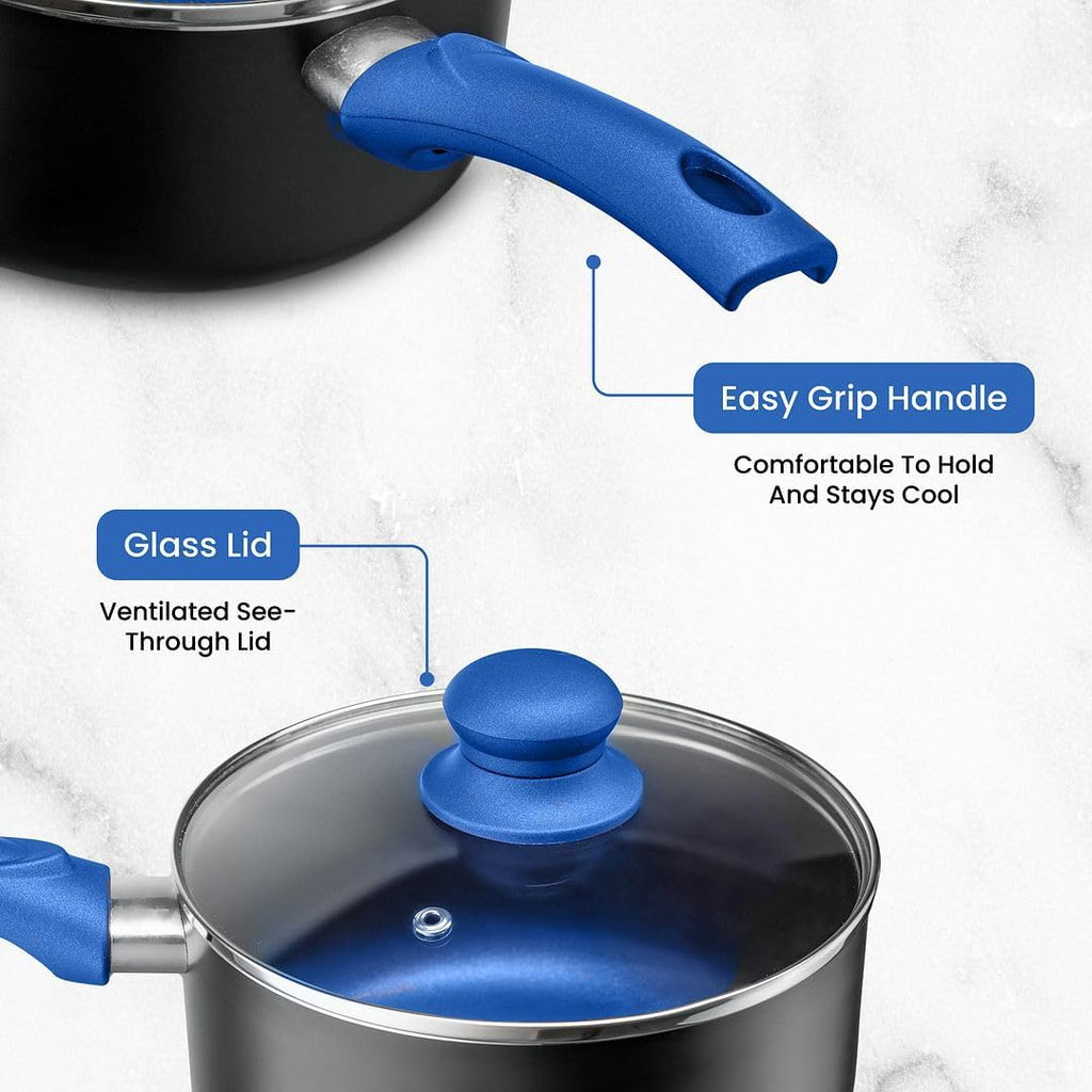 Pots and Pans Set Kitchen Cookware Sets Nonstick Aluminum Cooking Essentials 11 Pieces Blue