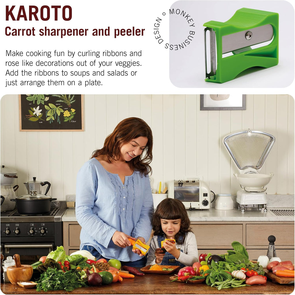 Karoto Carrot Sharpener | Vegetable Peeler | Veggie Peeler & Cucumber Peeler | Fun Kitchen Gadgets | from a Series of Unique Peelers for Kitchen | Fun Kitchen Stuff | by  (Green)