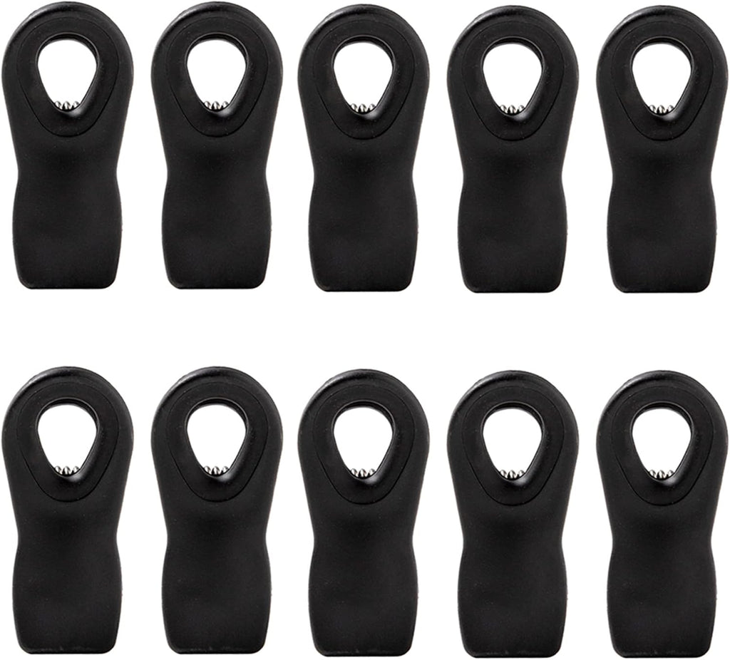 Chip Clips, Bag Clips, Magnetic Bread Food Package with Silicone Textured Mouth (10Pcs Black)