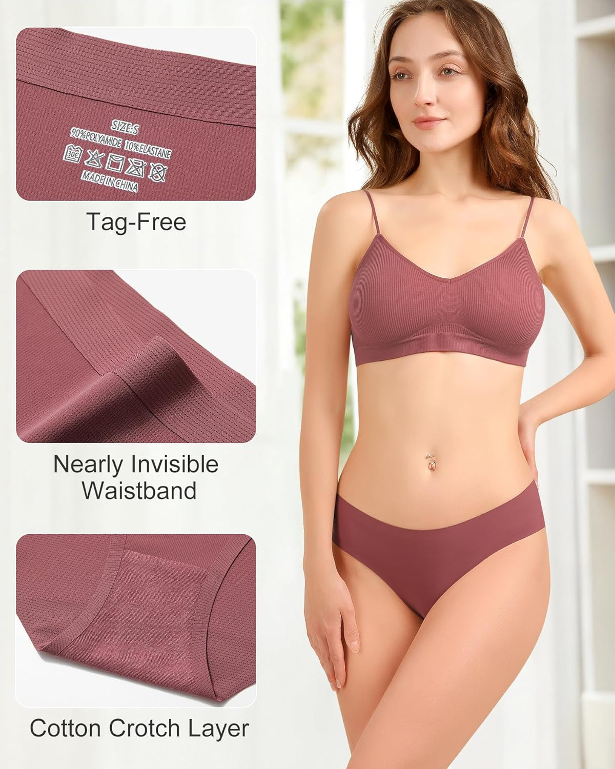 Seamless Underwear for Women No Show Panties Hipster Bikini Underwear