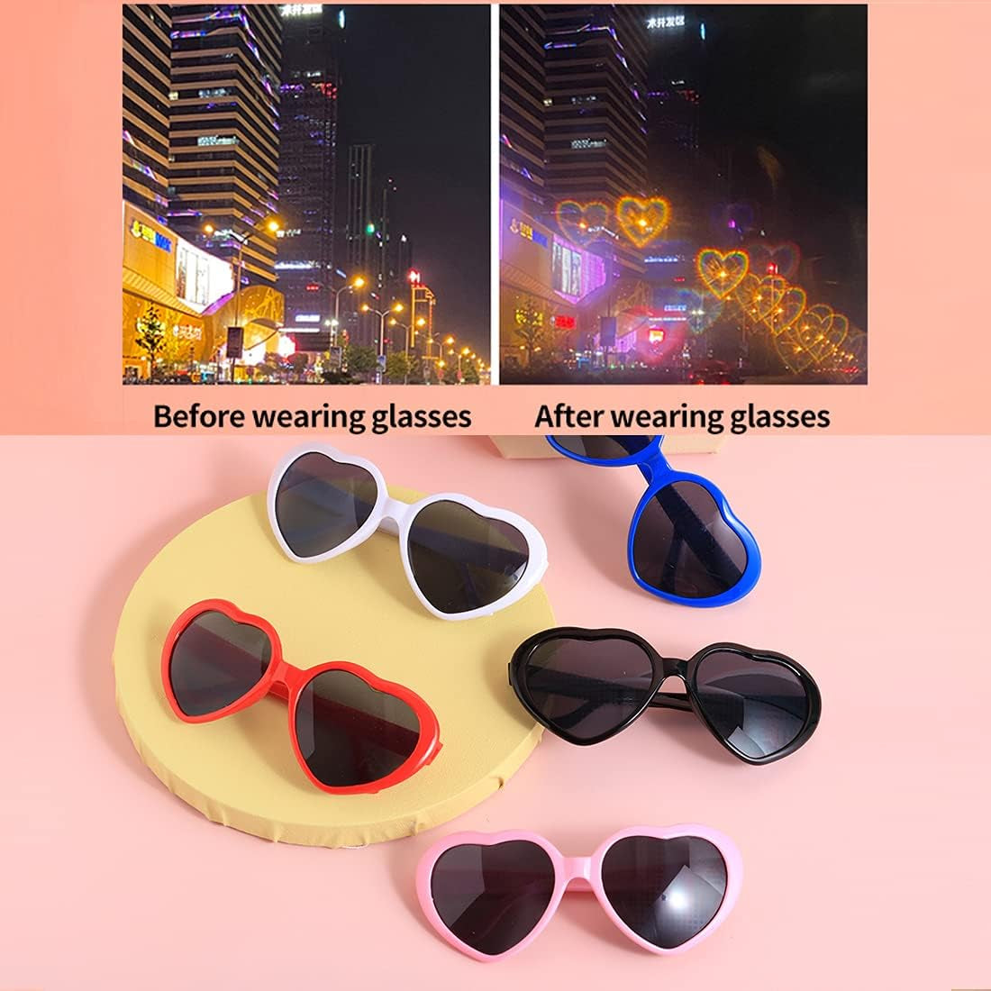 Heart Sunglasses Heart Refraction Glasses Heart Shaped Diffraction Rave Light Accessories