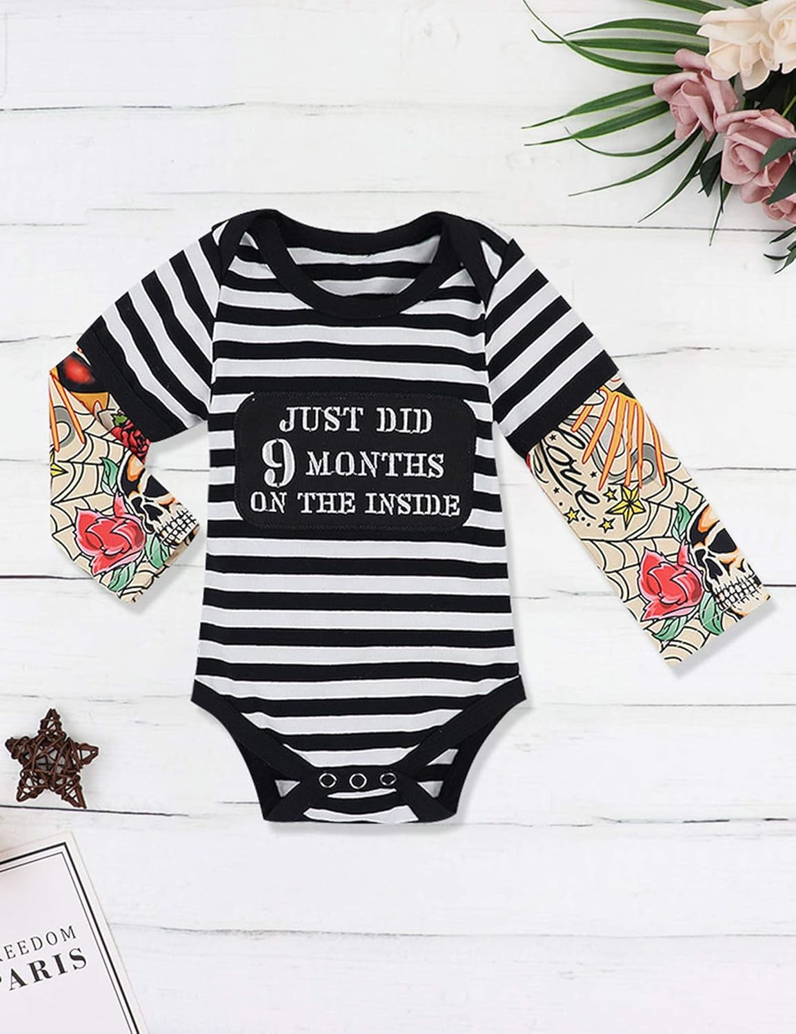 Baby Boy Clothes, Baby Clothes Letter Print Romper Tattoo Sleeves Bodysuit for Boy