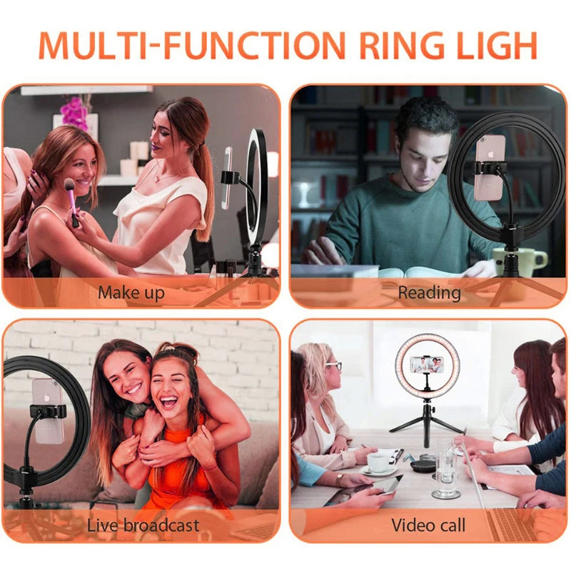 26CM RGB Ring Light 15 Colors with Mini Tripod Stand Phone Holder for Tik Tok Makeup Youtube Video Photography Lamp