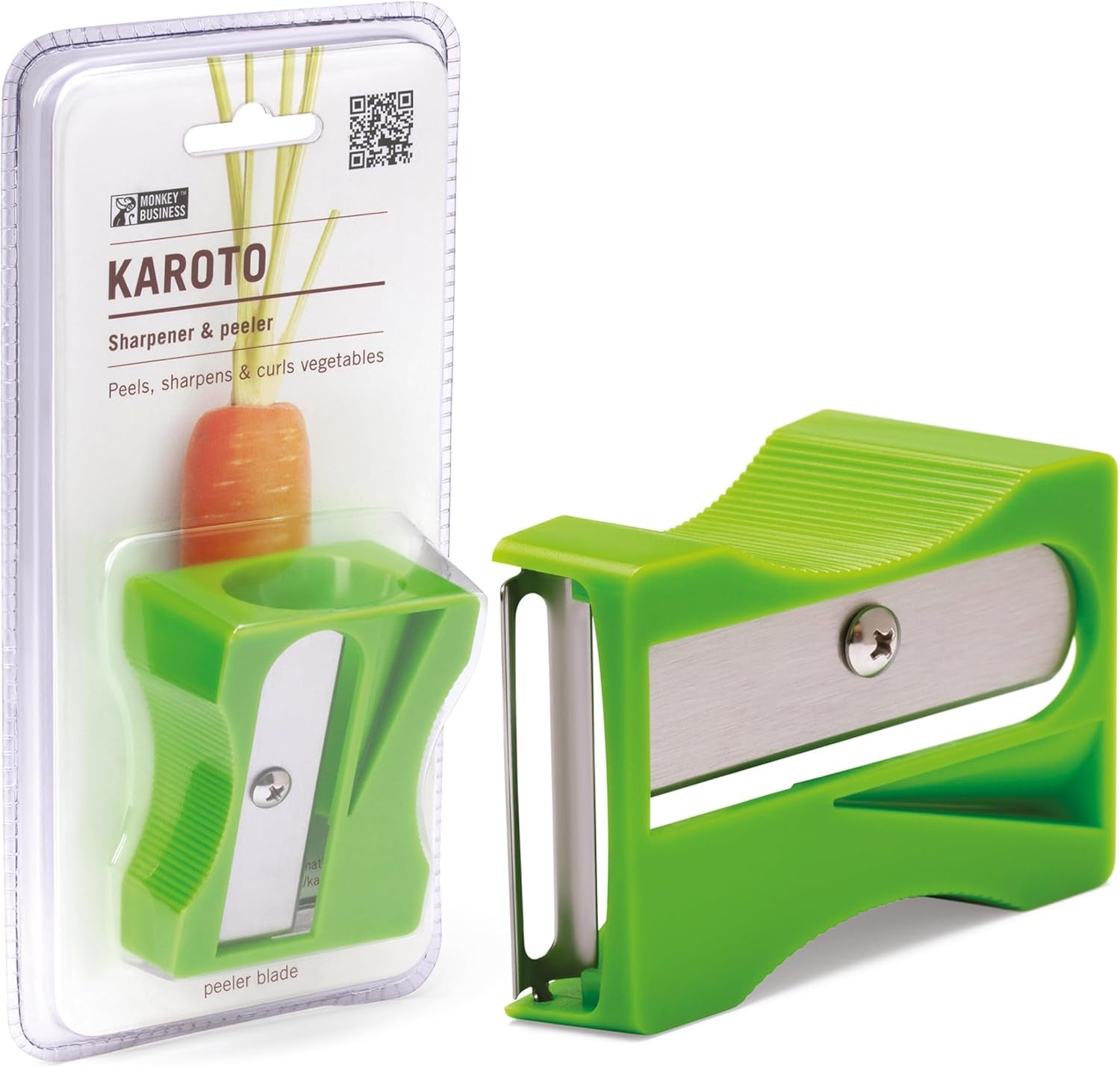 Karoto Carrot Sharpener | Vegetable Peeler | Veggie Peeler & Cucumber Peeler | Fun Kitchen Gadgets | from a Series of Unique Peelers for Kitchen | Fun Kitchen Stuff | by  (Green)