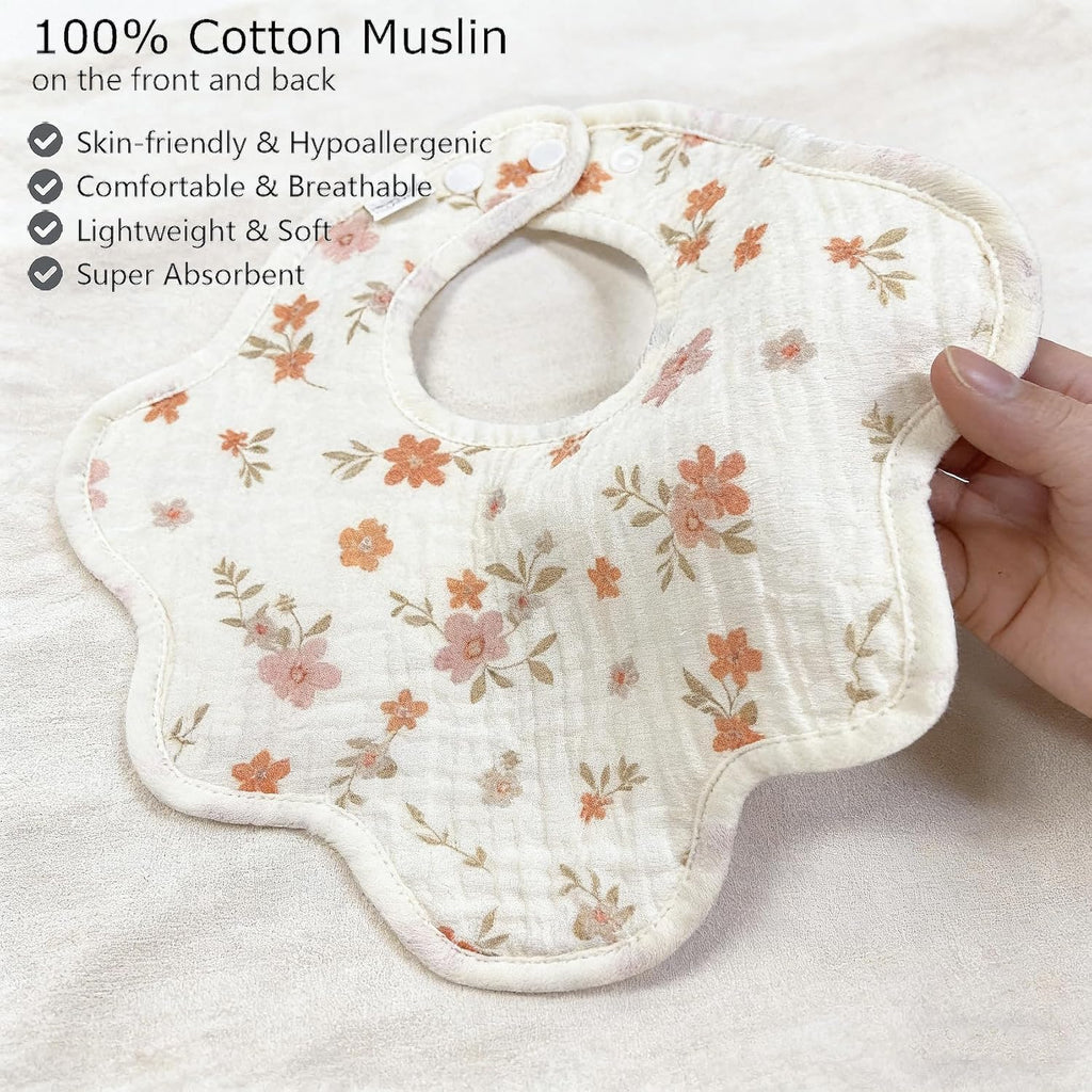 Muslin Bibs for Baby Girl Boy 6 Pack, 100% Cotton Extra Soft Absorbent Bandana Baby Bibs for Drooling and Teething Toddler Newborn Baby Girl Essentials Gifts