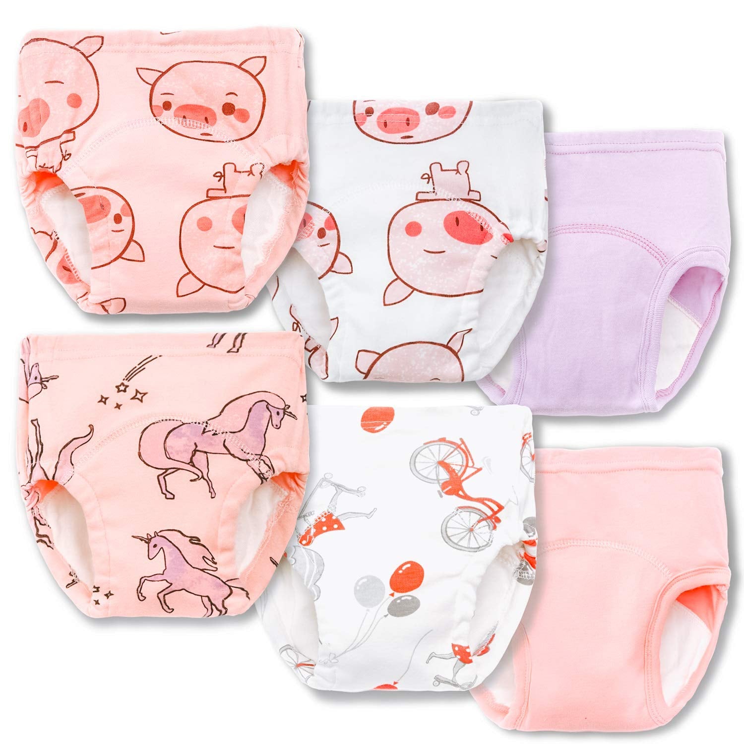 6Pcs Potty Training Underwear for Girls 100% Cotton Toddler Training Underwear 2T-3T Training Pants 2T-3T Girls Training Underwear Training Panties Absorbent Potty Training Pants
